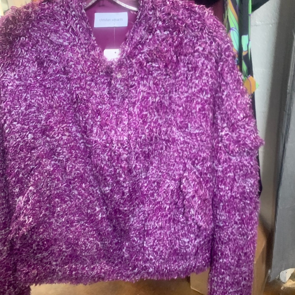 Christian Wijnants Purple Textured Cardigan Sweater